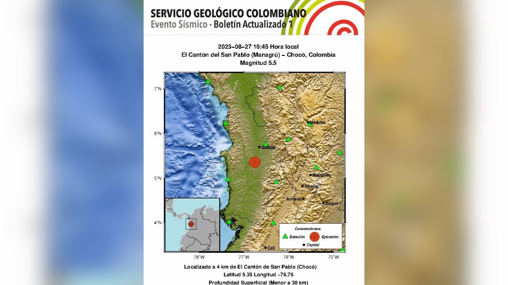 Nuevo temblor se sintió en Colombia esta tarde  de domingo, este fue el epicentro y la&nbsp;magnitud