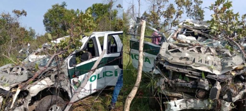Atención: Así quedó la patrulla de la Policía atacada con explosivos en Meta, dos uniformados&nbsp;muertos