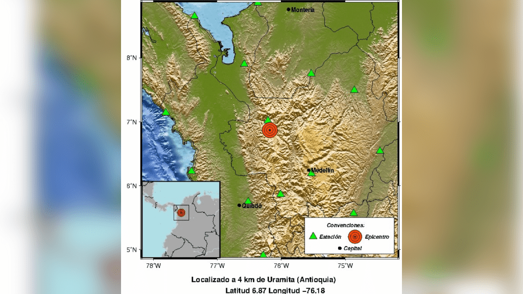 Atención: se reportan dos sismos con pocos minutos de diferencia en Antioquia 