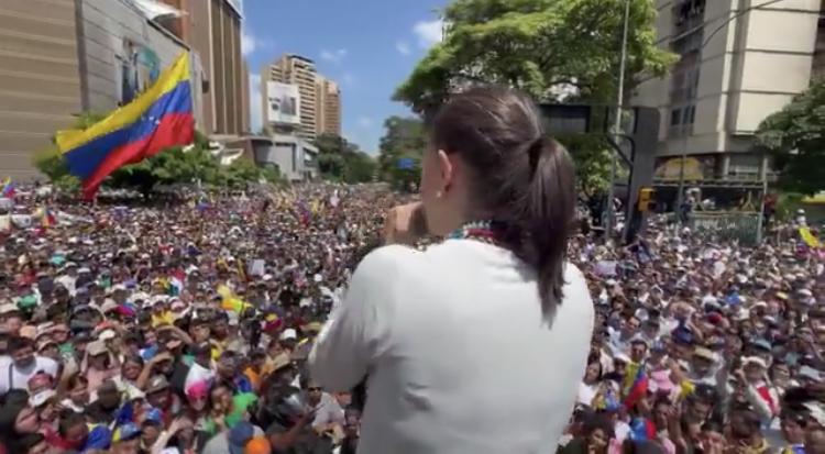Multitudinaria marcha contra el régimen chavista encabezó la líder de oposición María Corina&nbsp;Machado