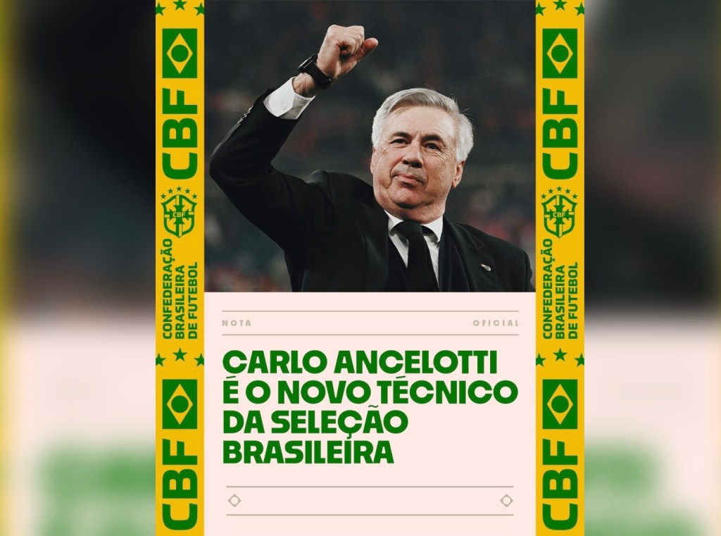 Oficial: Carlo Ancelotti es el nuevo director técnico de la Selección Brasil hasta el Mundial de&nbsp;2026
