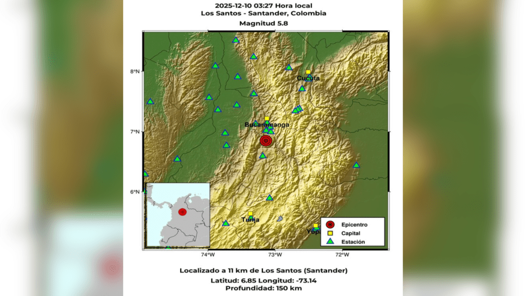 Colombia amanece con un fuerte temblor de magnitud 5,8 que se sintió especialmente en Bogotá y&nbsp;Medellín