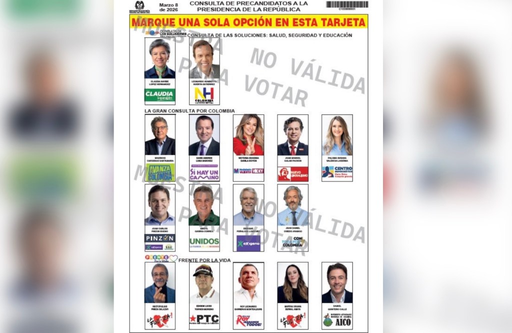 Así quedó el tarjetón electoral de las tres consultas interpartidistas en la que participarán 16&nbsp;precandidatos