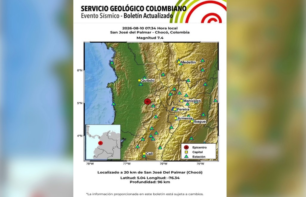 Urgente: Terremoto de magnitud 7,4 sacude a Colombia, el eje cafetero, Cali y Chocó entre los más afectados
